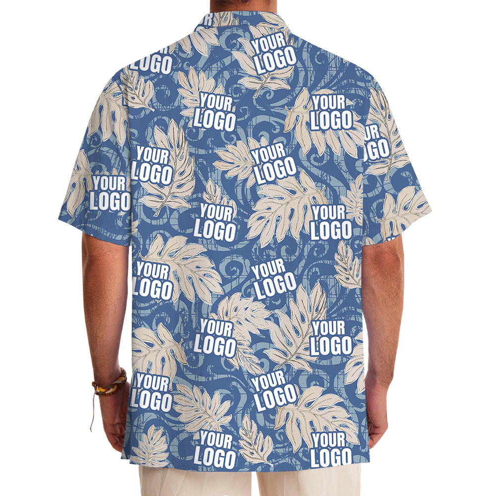 Bulk Custom Logo Vintage Blue Hawaiian Shirt For Men And Women