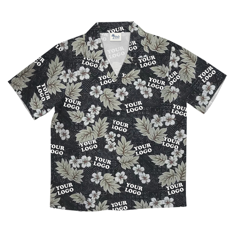 Black Floral Hawaiian Shirt With Custom Logo