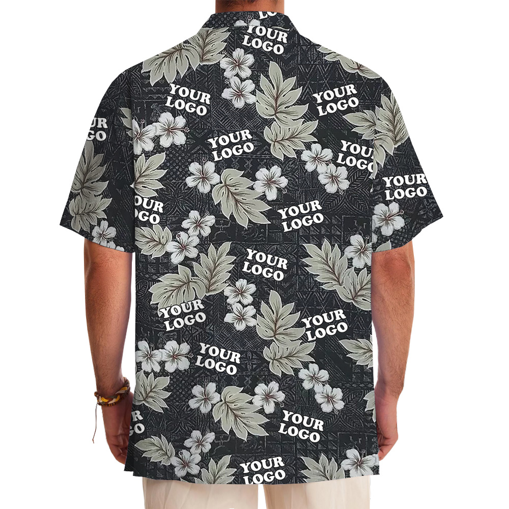 Black Floral Hawaiian Shirt With Custom Logo