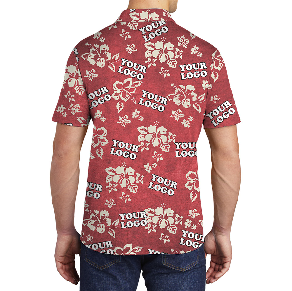Custom Logo Hibiscus Red Polo Shirt