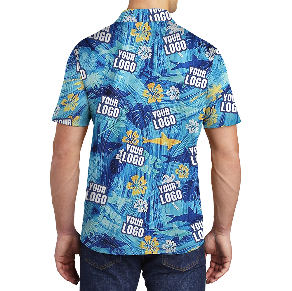 Blue Shark Polo Shirt With Custom Logo