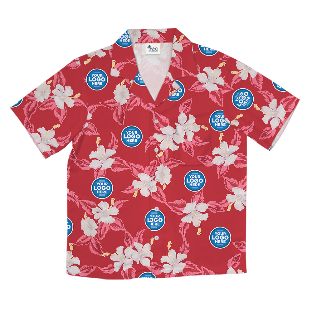 Bulk Custom Logo Floral Red Hawaiian Shirt