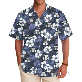 Custom 1-4 Logos Vintage Navy Hawaiian Shirt