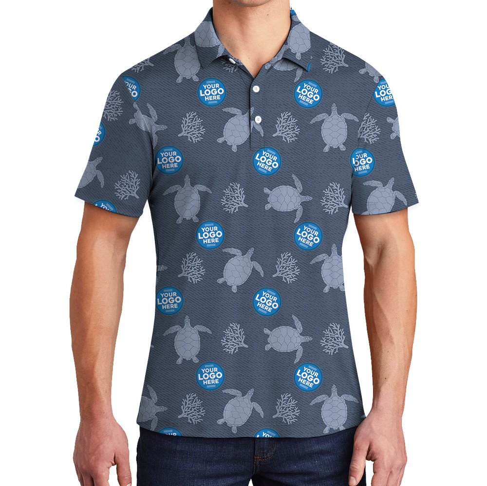 Sea Turtle Navy Polo Shirt With Custom Logos - variant image 1