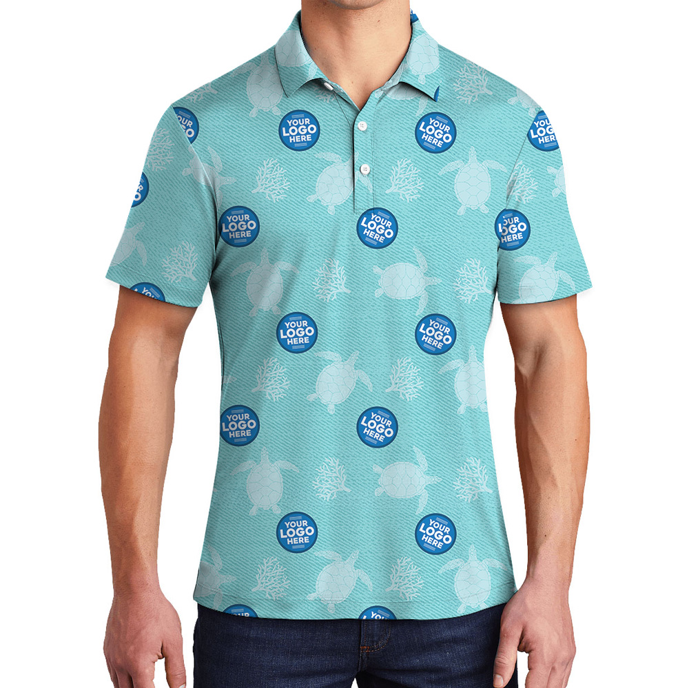 Custom Logo Turtle Blue Polo Shirt - variant image 1