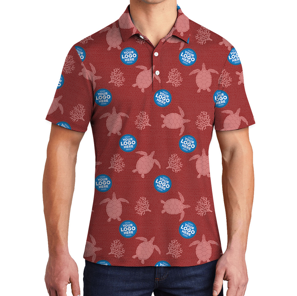 Custom Multiple Logos Turtle Red Polo Shirt - variant image 1