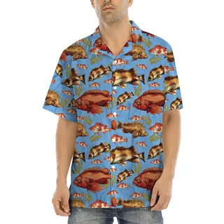 Orange Fish Blue Ocean Hawaiian Shirt