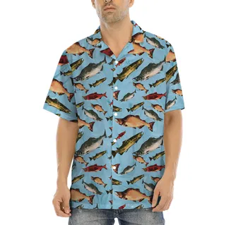 Blue Ocean Fish Aloha Shirt