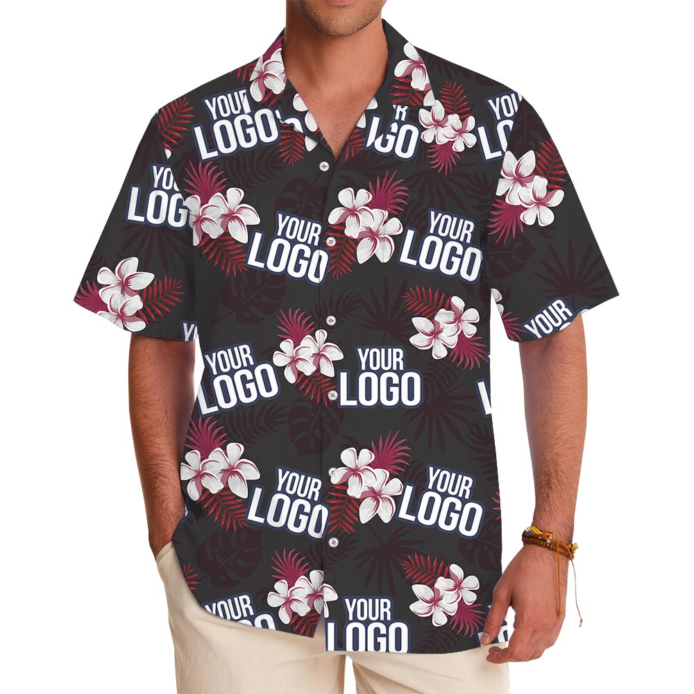 Floral Black Custom Hawaiian Shirts With Company Logo - variant image 1