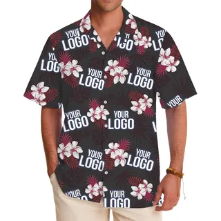 Floral Black Custom Hawaiian Shirts With Company Logo