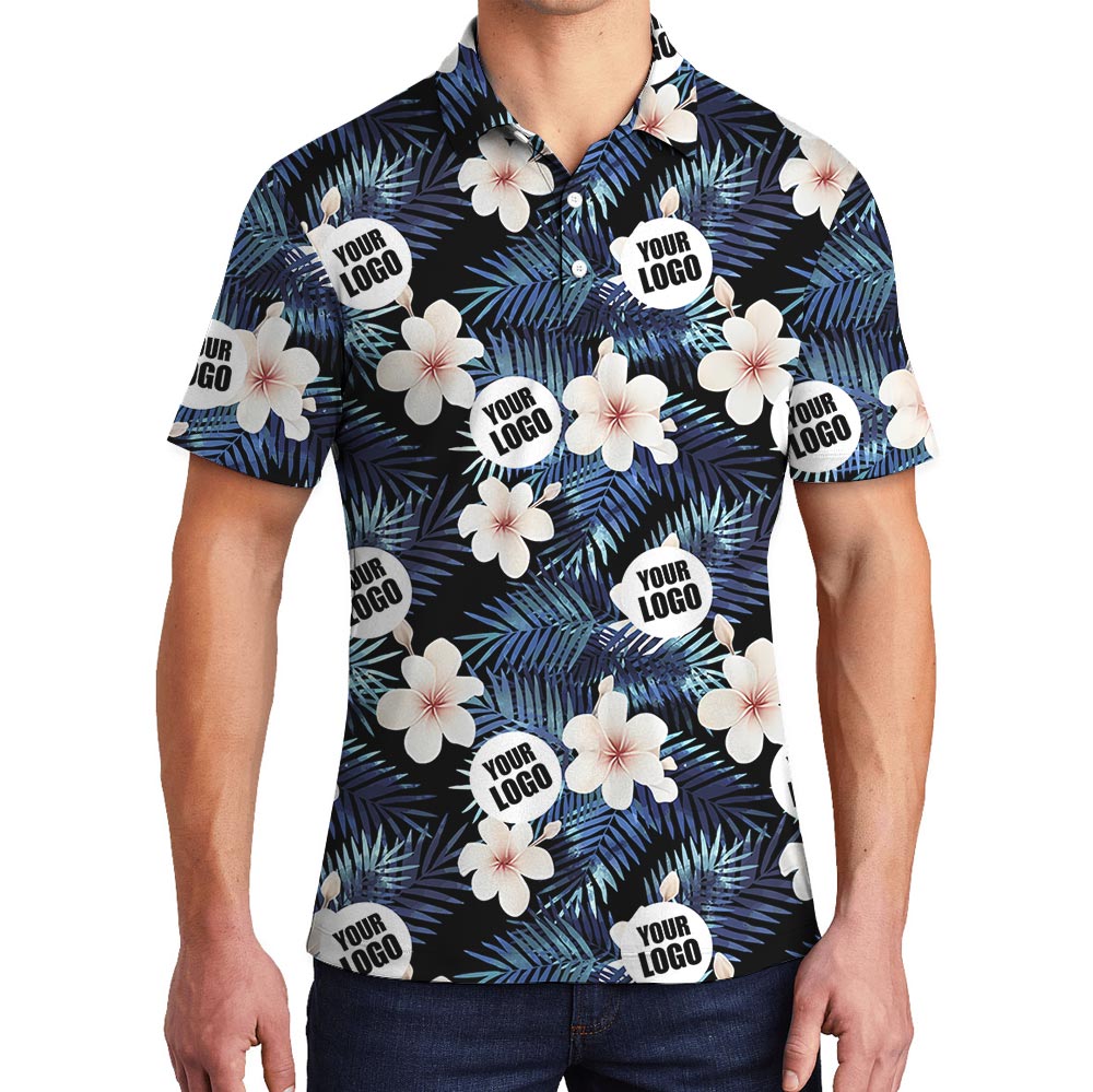Custom Photo Black Tropical Polo Shirt - variant image 1