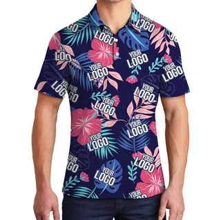 Navy Tropical Personalized Polo Shirt With Team Logo