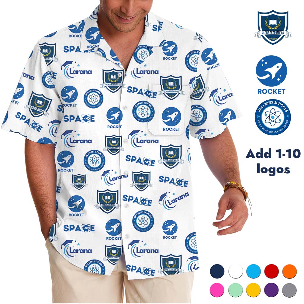 [Logo + Color] Custom Hawaiian Button Up Shirt With 1-10 Logos - variant image 1