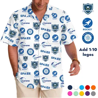 [Logo + Color] Custom Hawaiian Button Up Shirt With 1-10 Logos