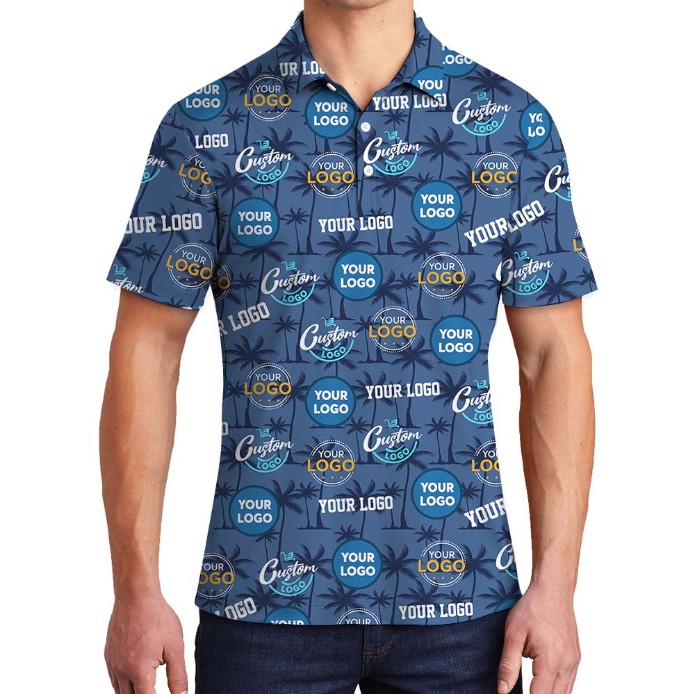 Personalized Beach Theme Polo Shirt With Multiple Logos - variant image 1