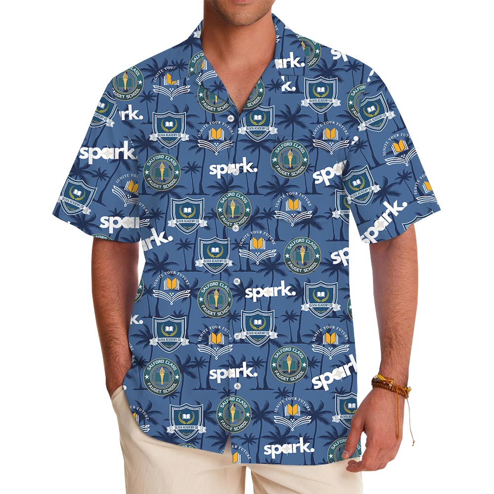 Custom Multiple Logo Palm Tree Hawaiian Shirt - variant image 1