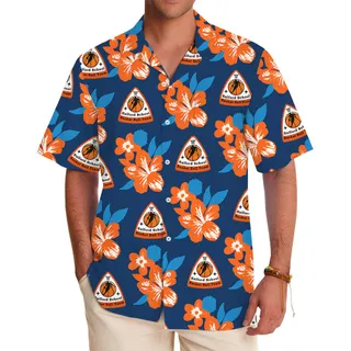 Orange Floral Custom Logo Hawaiian Shirt With Preview