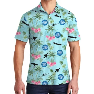 Air Force Beach Aloha Polo Shirt With Custom Logo