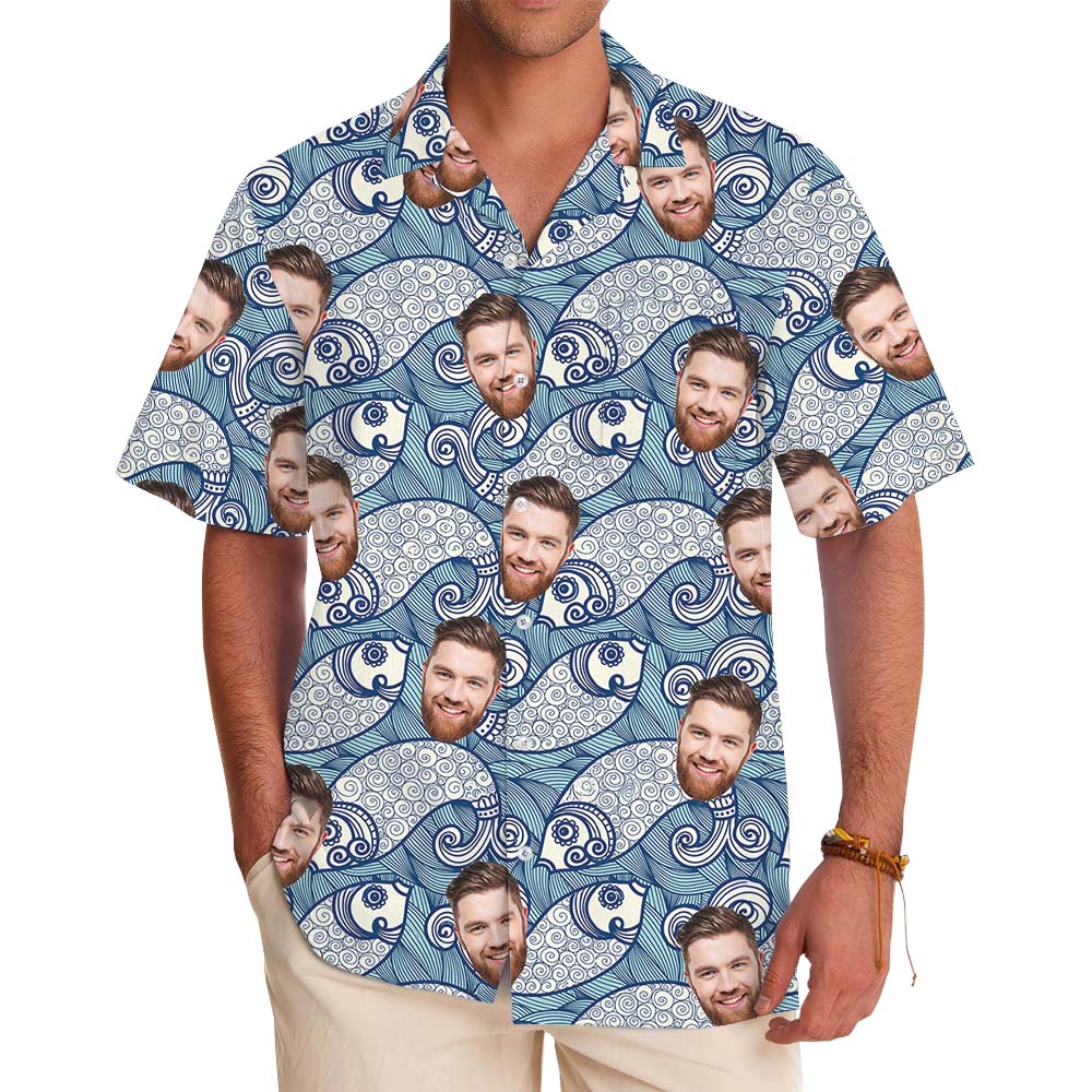 Sea Soul Custom Face Button Up Shirt With Preview - variant image 1