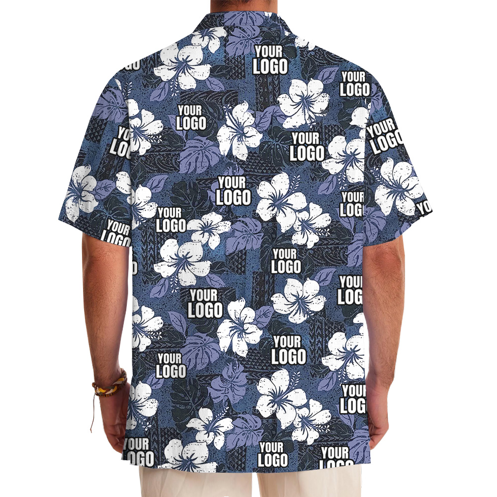 Custom 1-4 Logos Vintage Navy Hawaiian Shirt