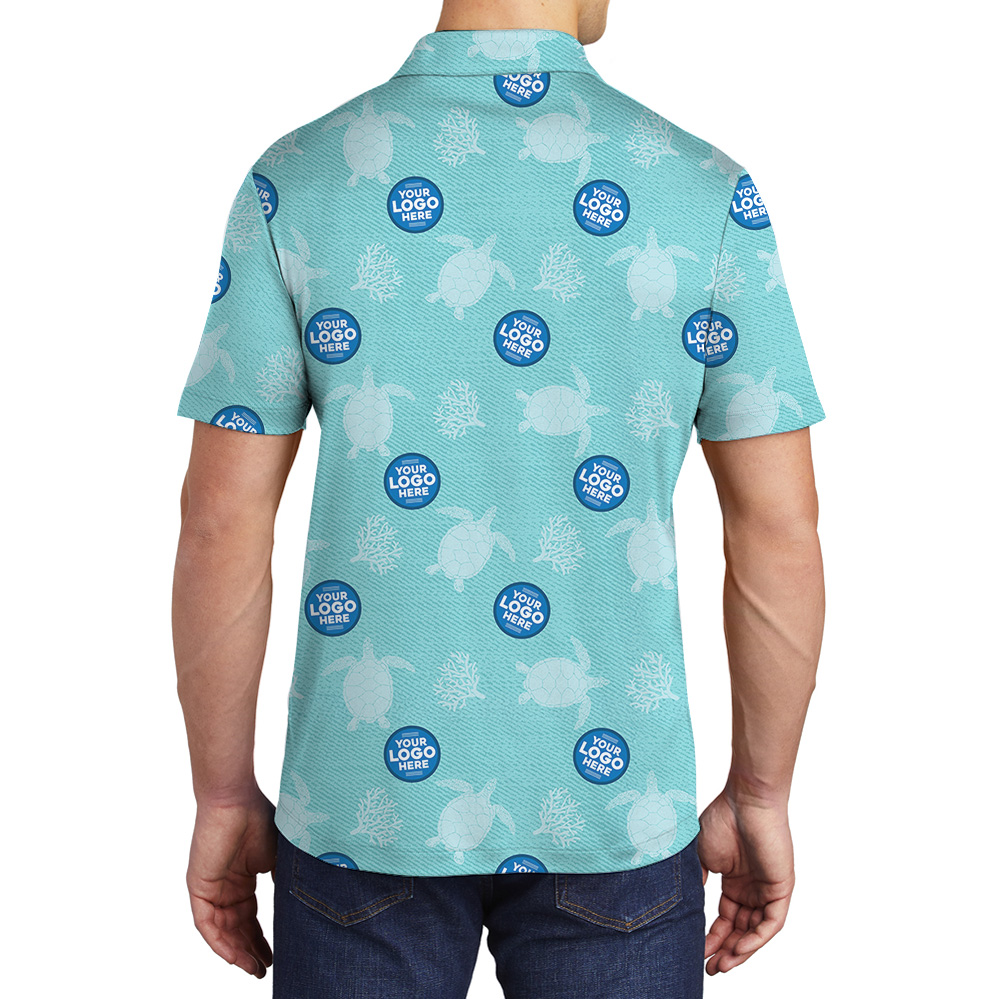 Custom Logo Turtle Blue Polo Shirt
