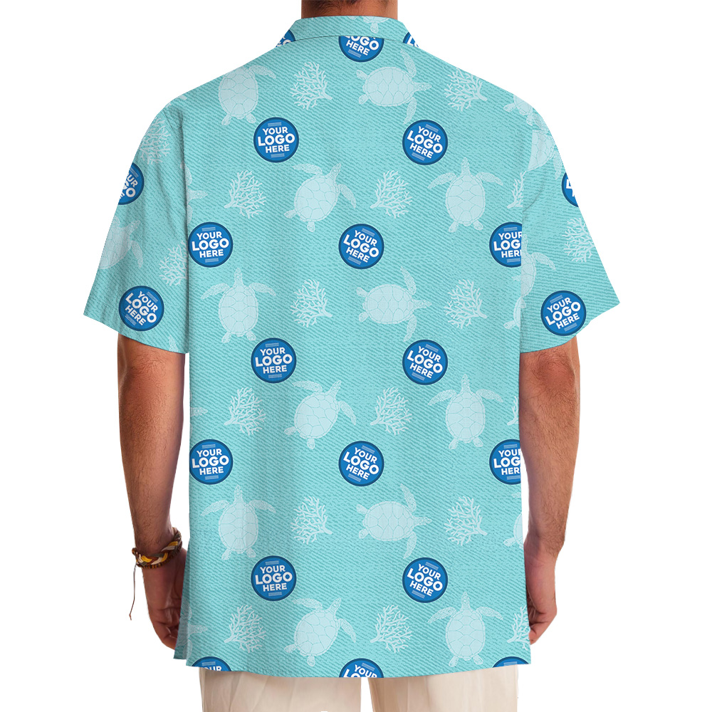 Sea Turtle Blue Hawaiian Shirt With Custom Logo