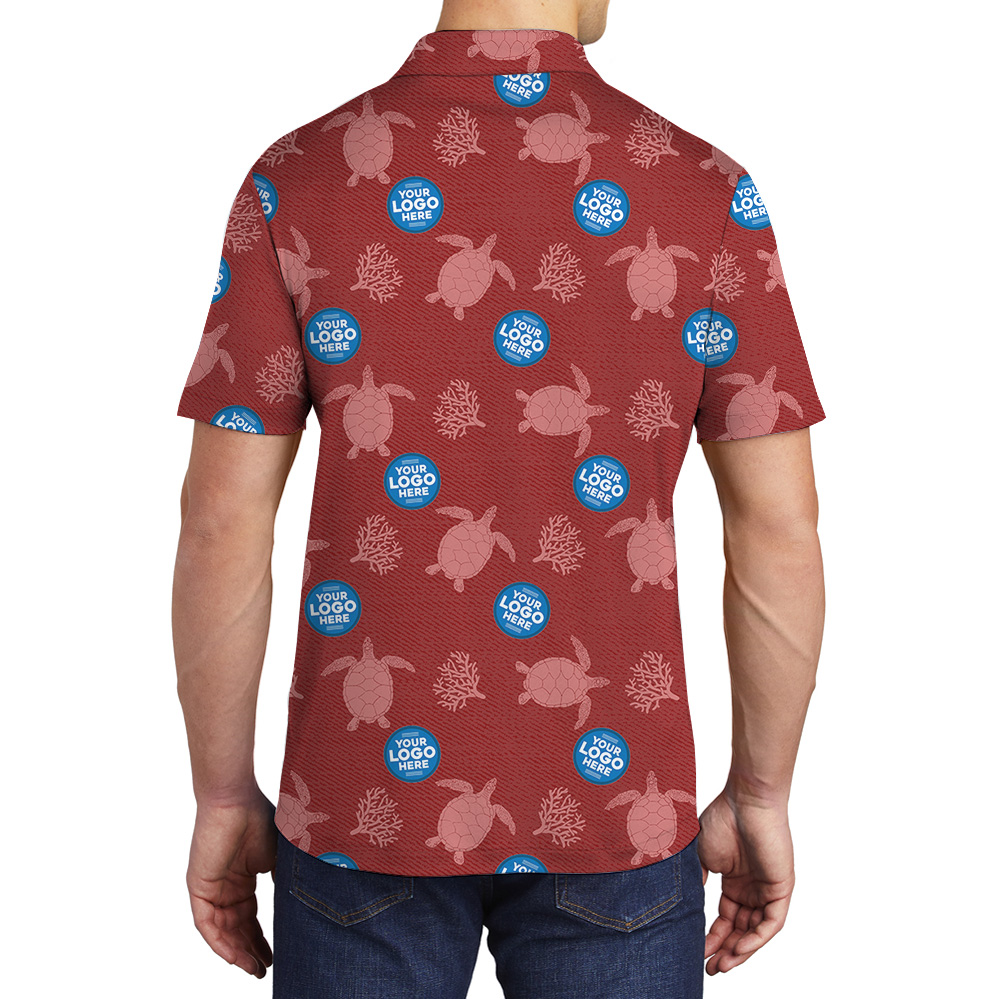 Custom Multiple Logos Turtle Red Polo Shirt