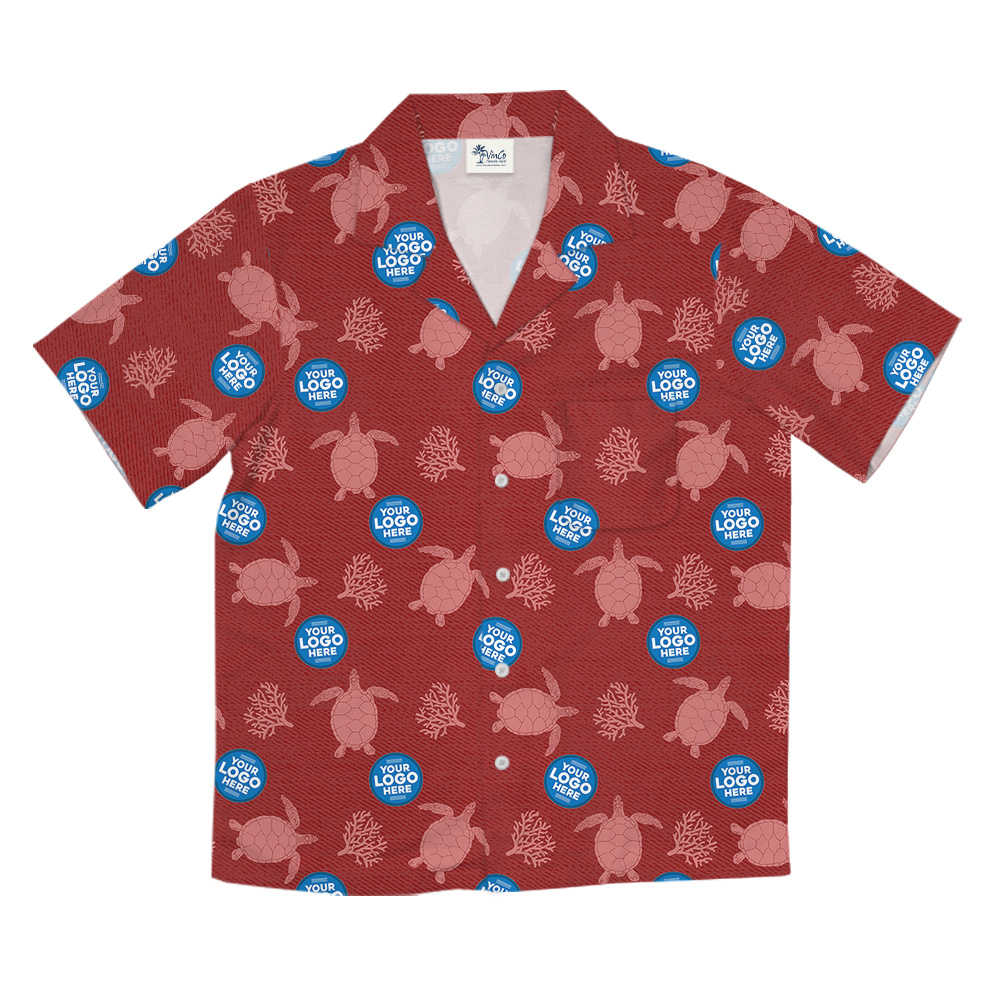 Custom Multiple Logos Turtle Red Hawaiian Shirt