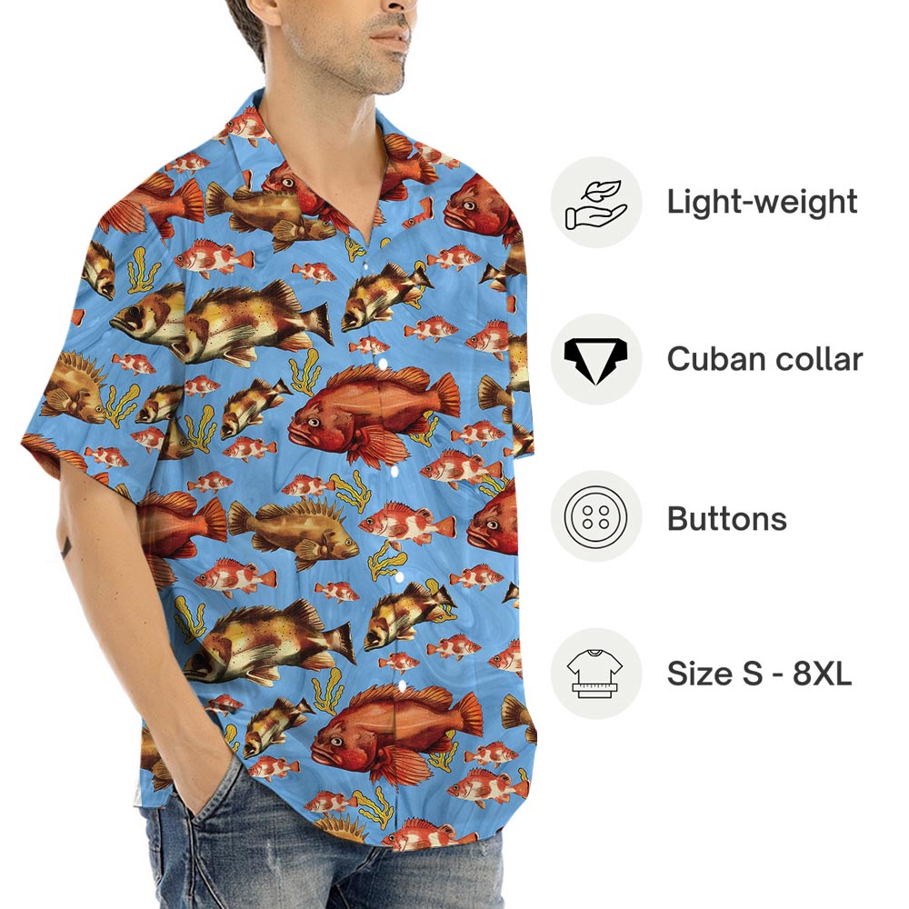 Orange Fish Blue Ocean Hawaiian Shirt