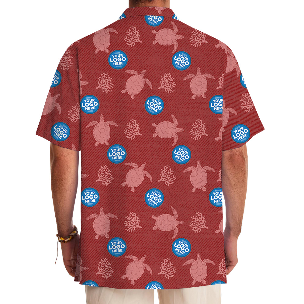 Custom Multiple Logos Turtle Red Hawaiian Shirt