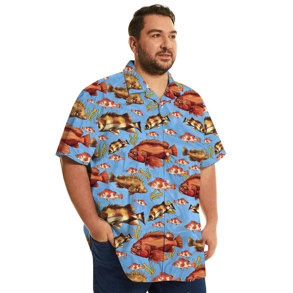 Orange Fish Blue Ocean Hawaiian Shirt