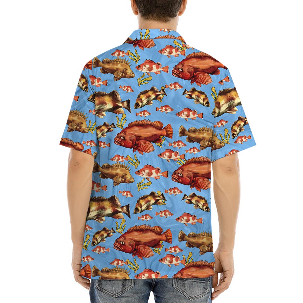 Orange Fish Blue Ocean Hawaiian Shirt