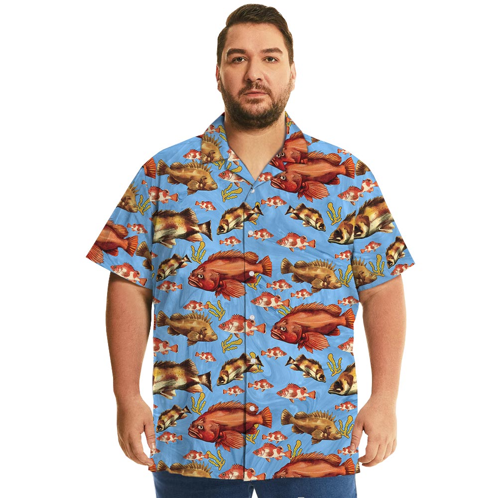 Orange Fish Blue Ocean Hawaiian Shirt