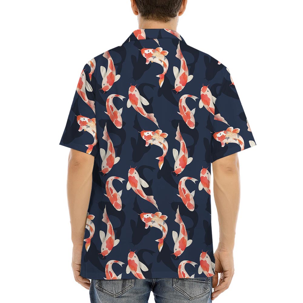 Koi Fish Navy Hawaiian Shirt For Men Women