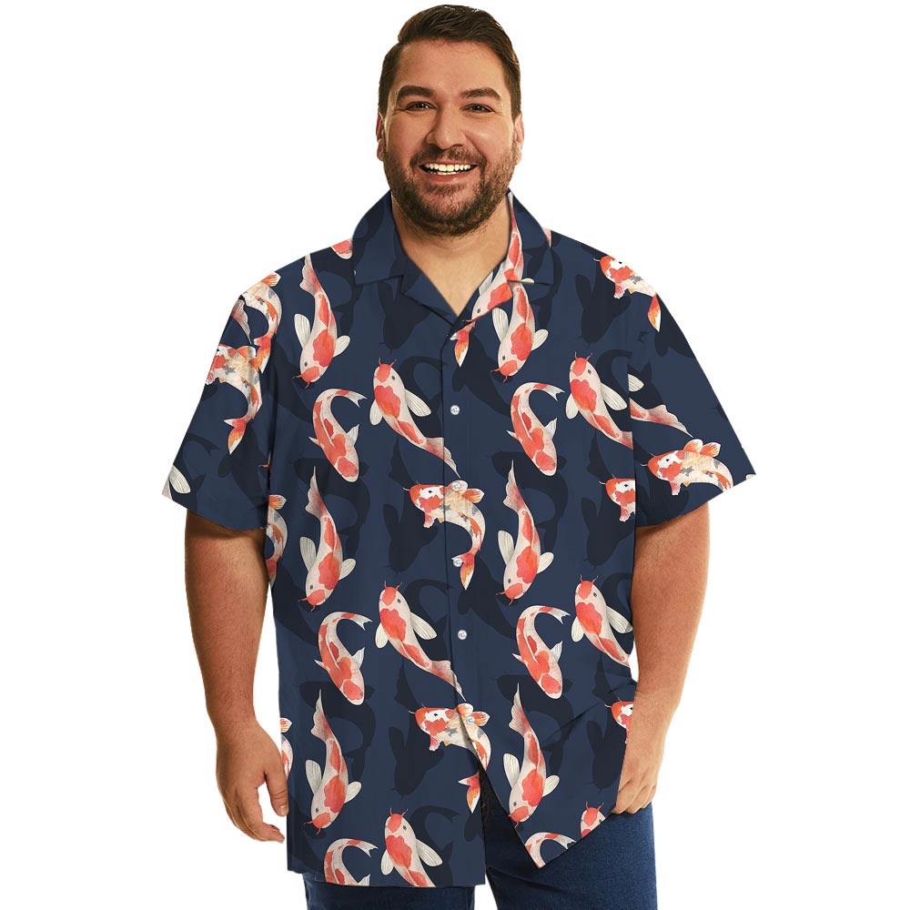Koi Fish Navy Hawaiian Shirt For Men Women
