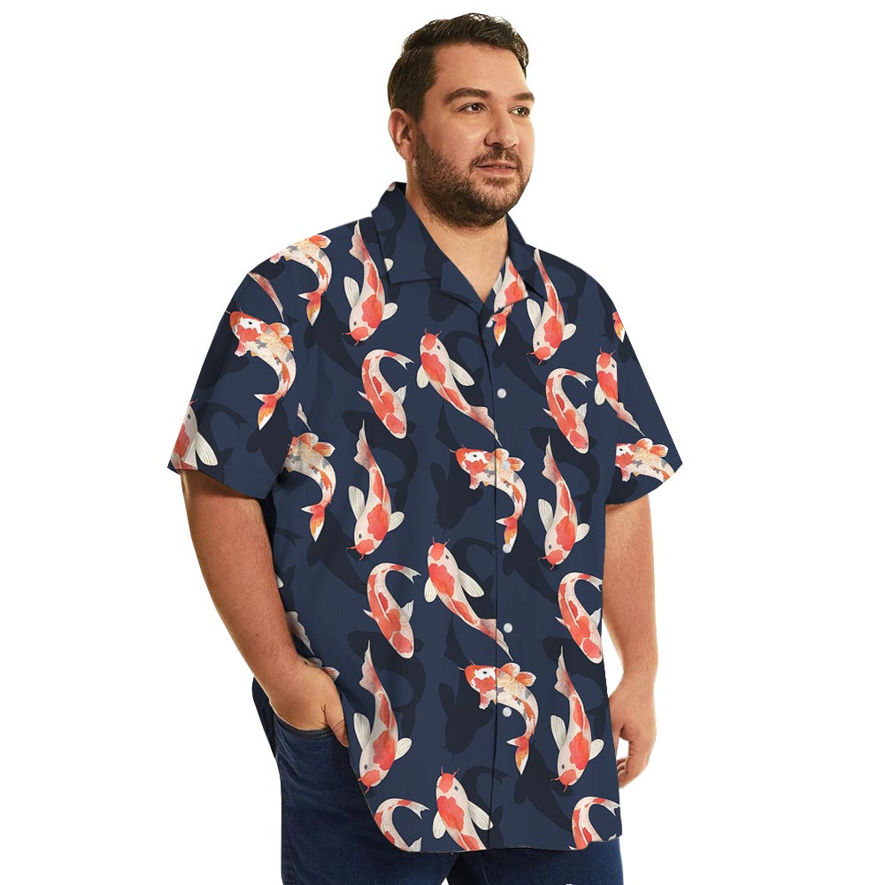 Koi Fish Navy Hawaiian Shirt For Men Women