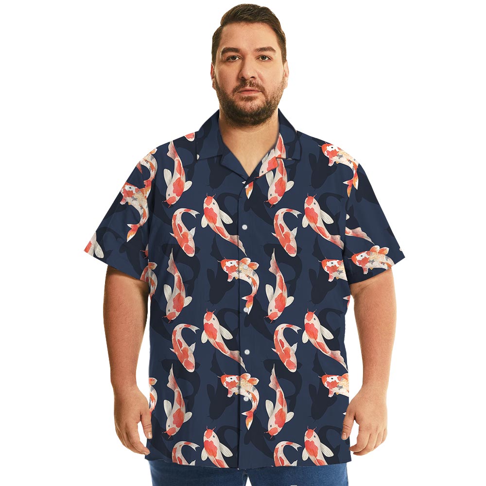 Koi Fish Navy Hawaiian Shirt For Men Women