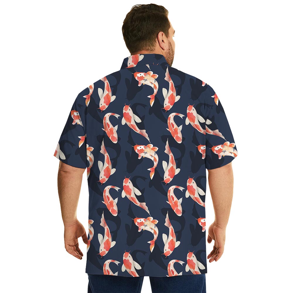 Koi Fish Navy Hawaiian Shirt For Men Women