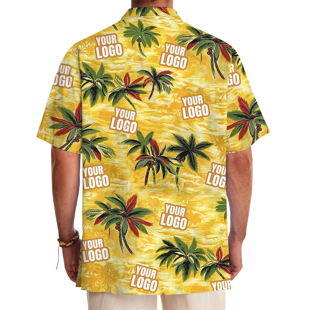 Custom Logo Yellow Tropical Sunset Hawaiian Shirt