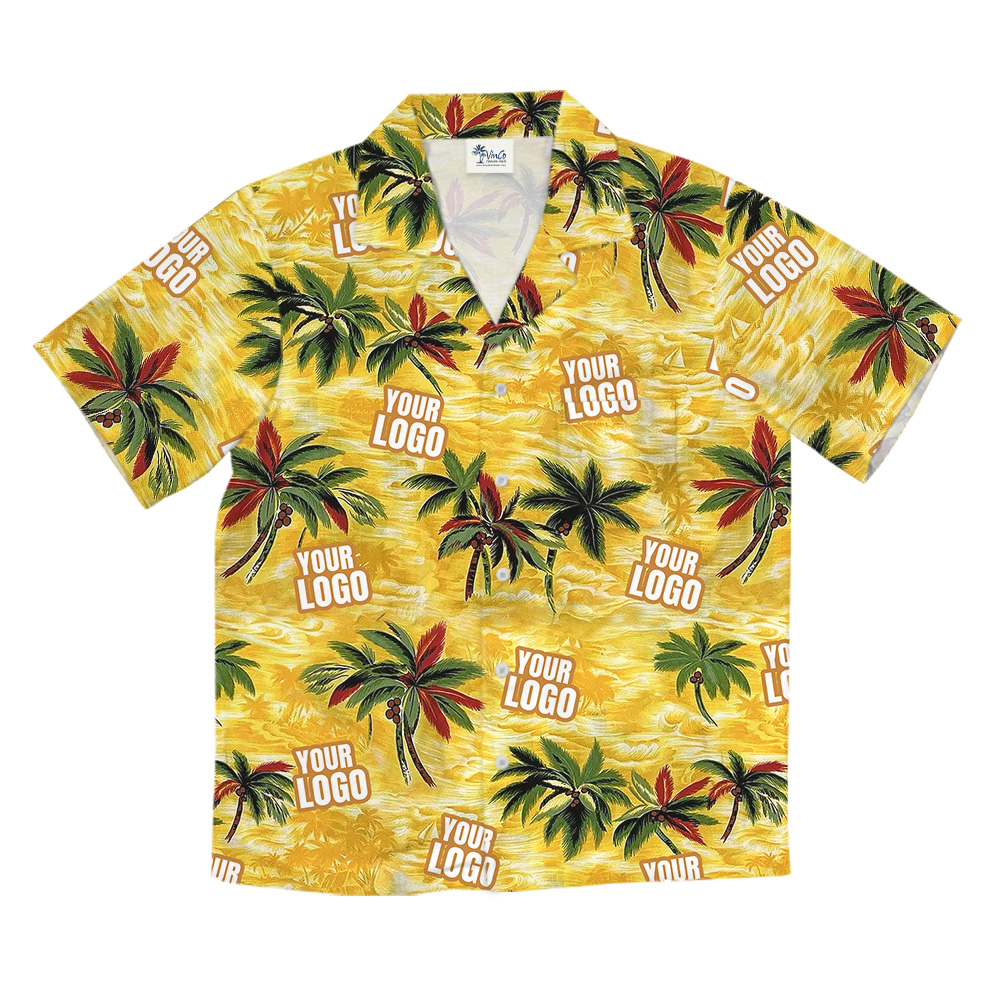 Custom Logo Yellow Tropical Sunset Hawaiian Shirt