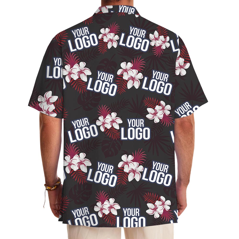 Floral Black Custom Hawaiian Shirts With Company Logo