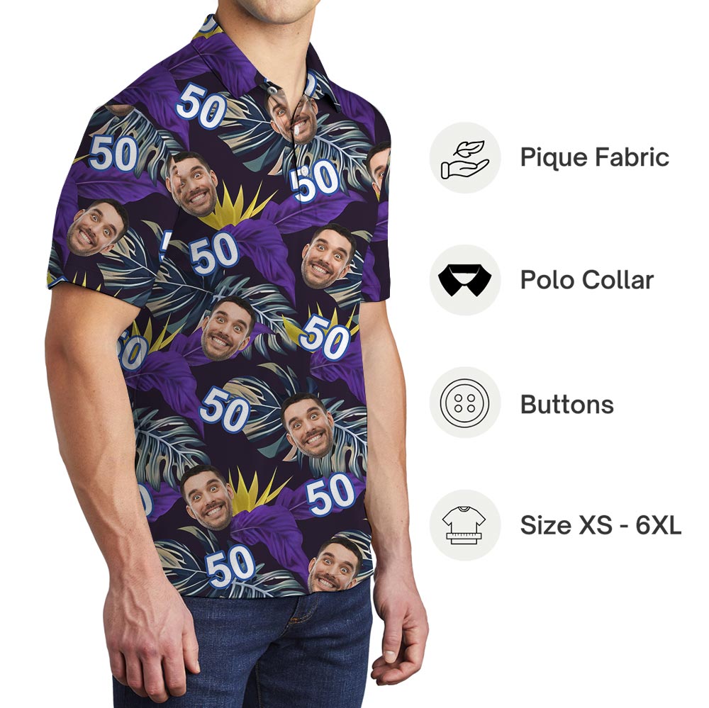 Custom Face Birthday Polo Collared Shirt