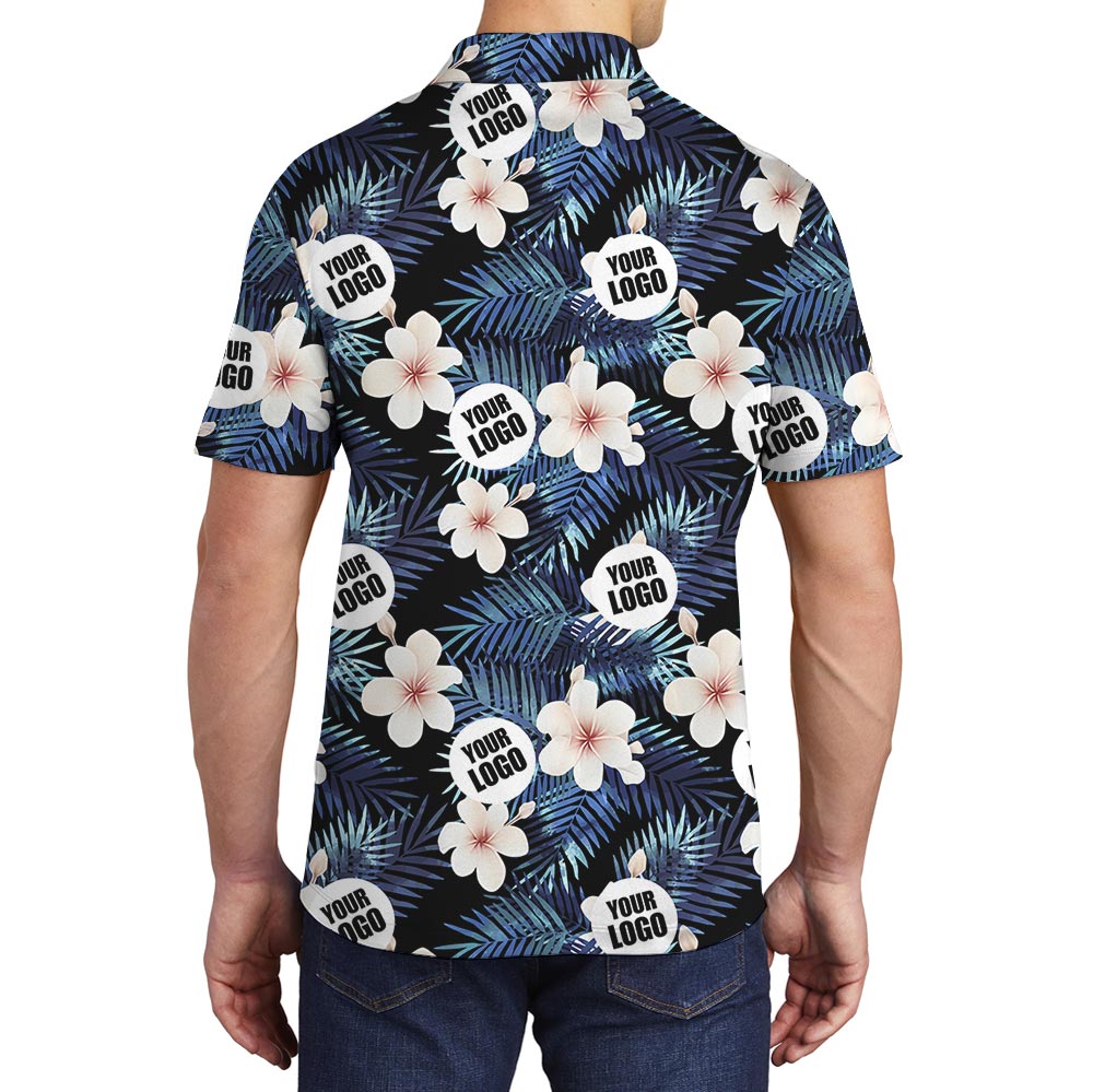 Custom Photo Black Tropical Polo Shirt