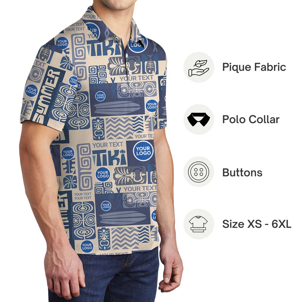 Personalized Logo And Text Tiki Summer Polo Shirt