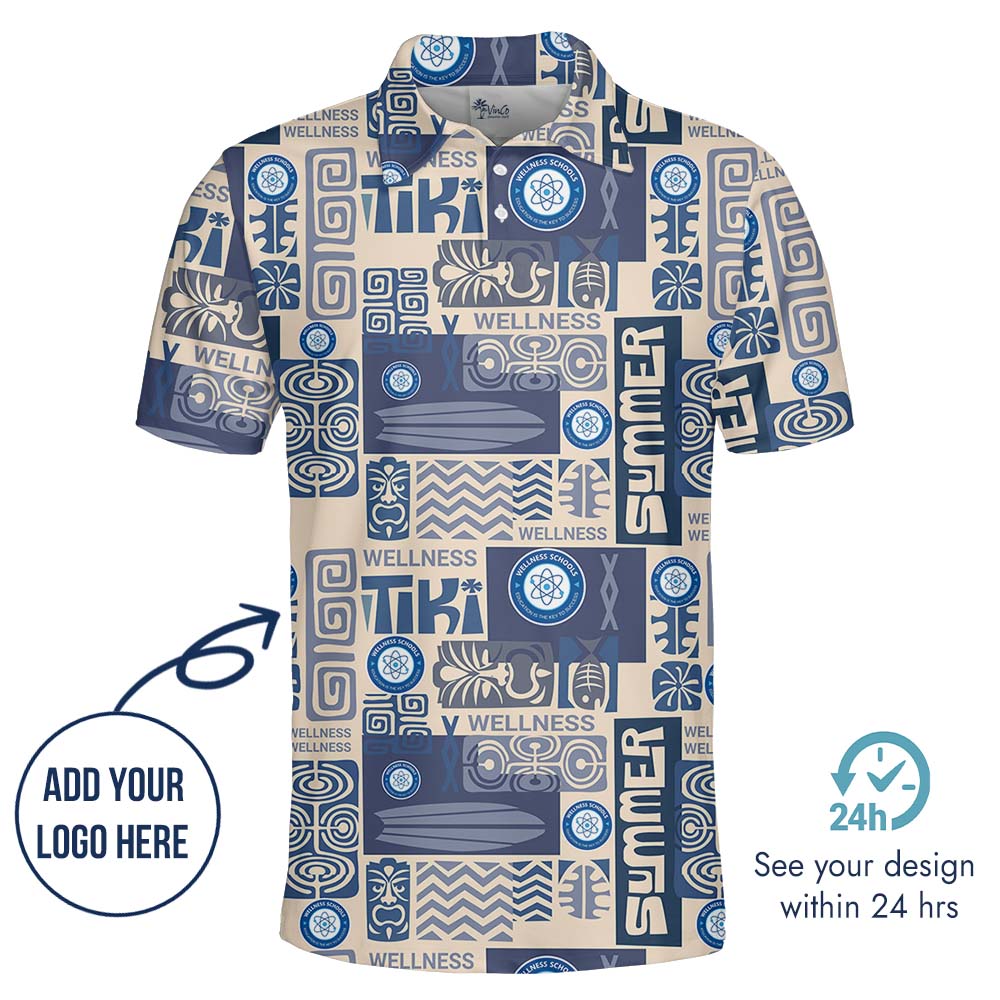 Personalized Logo And Text Tiki Summer Polo Shirt