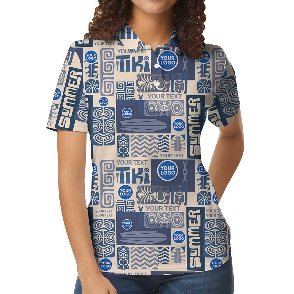 Personalized Logo And Text Tiki Summer Polo Shirt