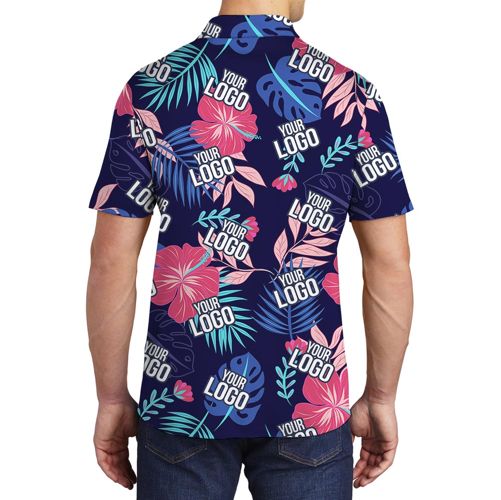 Navy Tropical Personalized Polo Shirt With Team Logo