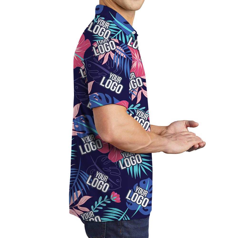 Navy Tropical Personalized Polo Shirt With Team Logo