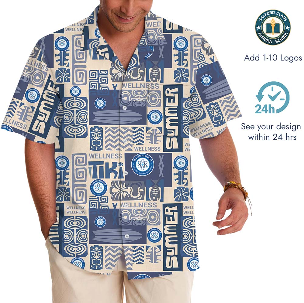 Vintage Summer Hawaiian Shirt With Custom Logo And Text