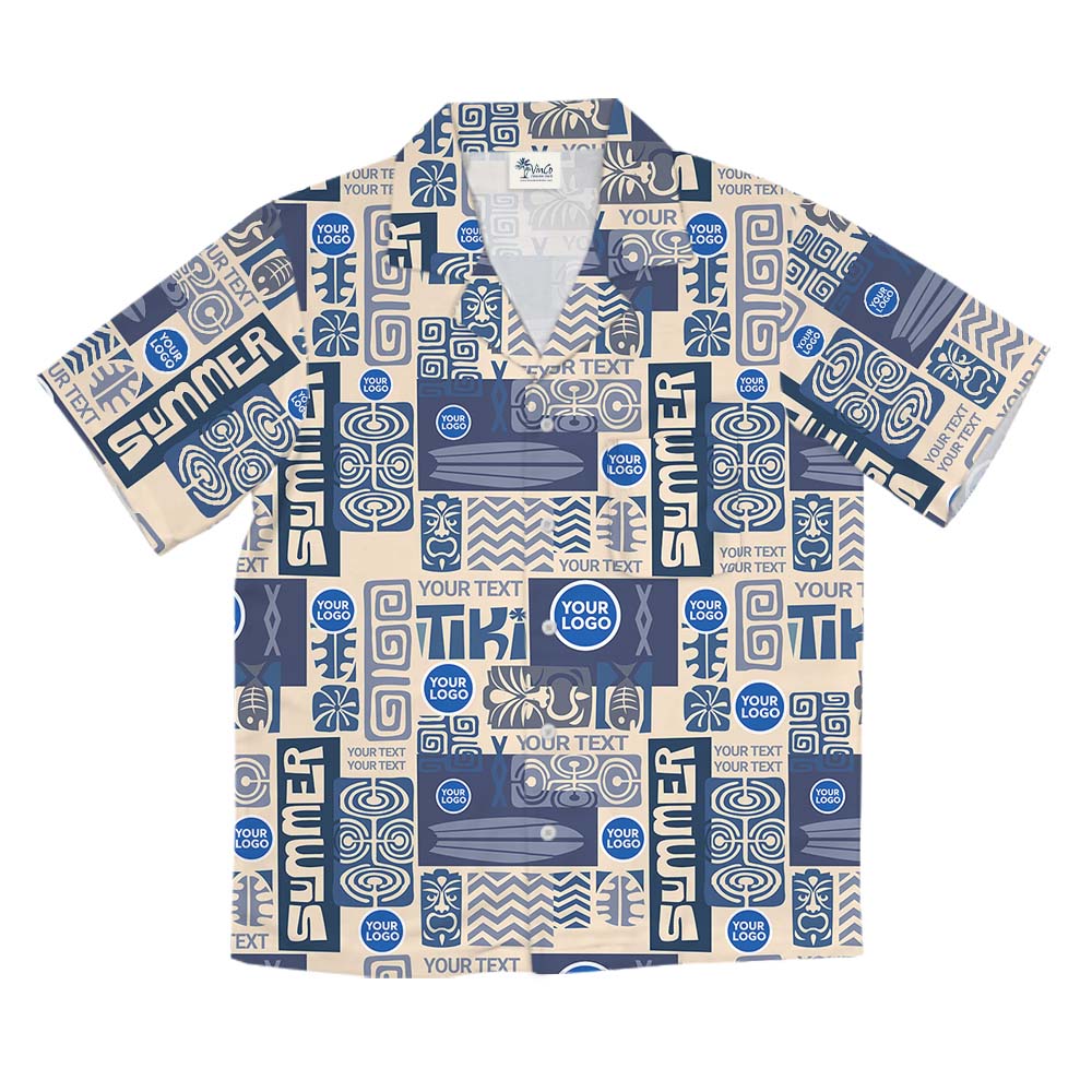 Vintage Summer Hawaiian Shirt With Custom Logo And Text